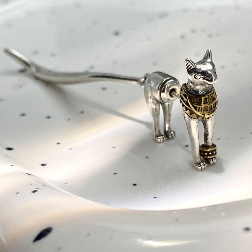 Needway Pharaoh Kucing Anting Kucing Besar Vintage Hadiah Perhiasan Telinga Punk Hiperbole Ekor Gaya Korea