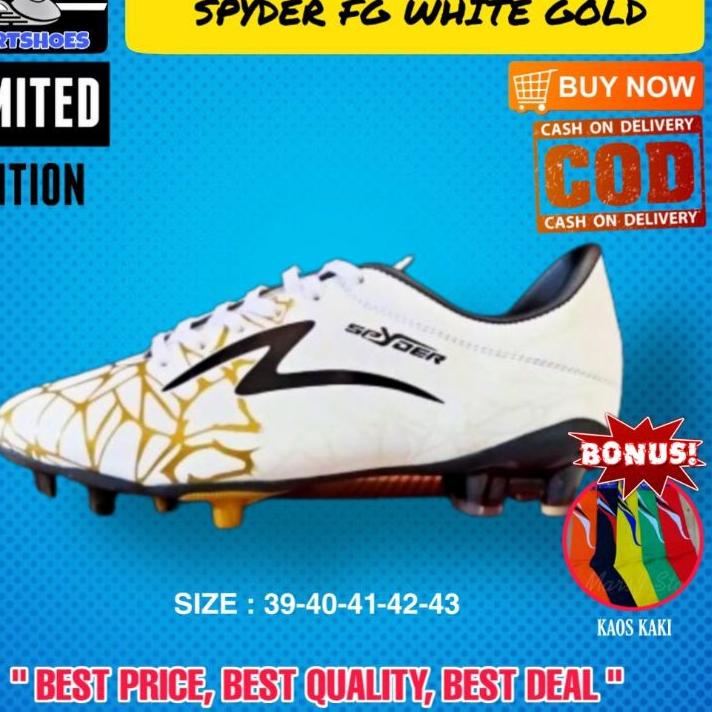 ☻ Sepatu Sepak Bola Spatu Olahraga Pria Specs Spider FG Warna Putih Murah Terbaru Bergaransi Bisa ❊