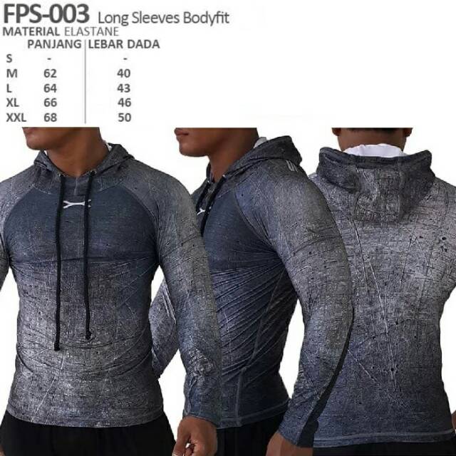 Kaos lengan panjang hoodie sport fitness bodyfit Flex