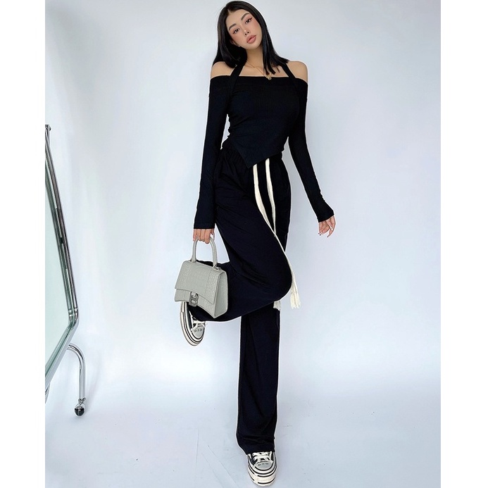 【LIVIAHOME】Cool Girl High Waist Loose Straight Casual Wide Leg Pants 7313