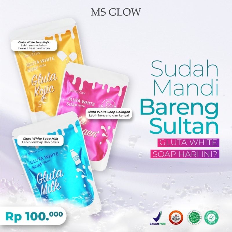 Ms Glow Gluta White Soap Sabun Pemutih Badan MsGlow Whitening Soap / Sabun Mandi Ms Glow Gluta Soap 100% original Halal BPOM bisa cod