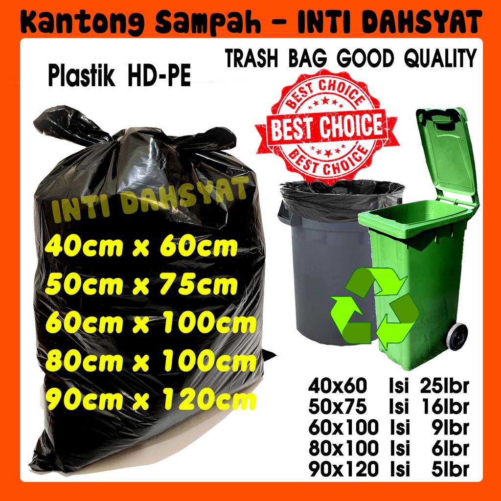Kantong Plastik Sampah Trash Bag HDPE Hitam ukuran 40x60, 50x75