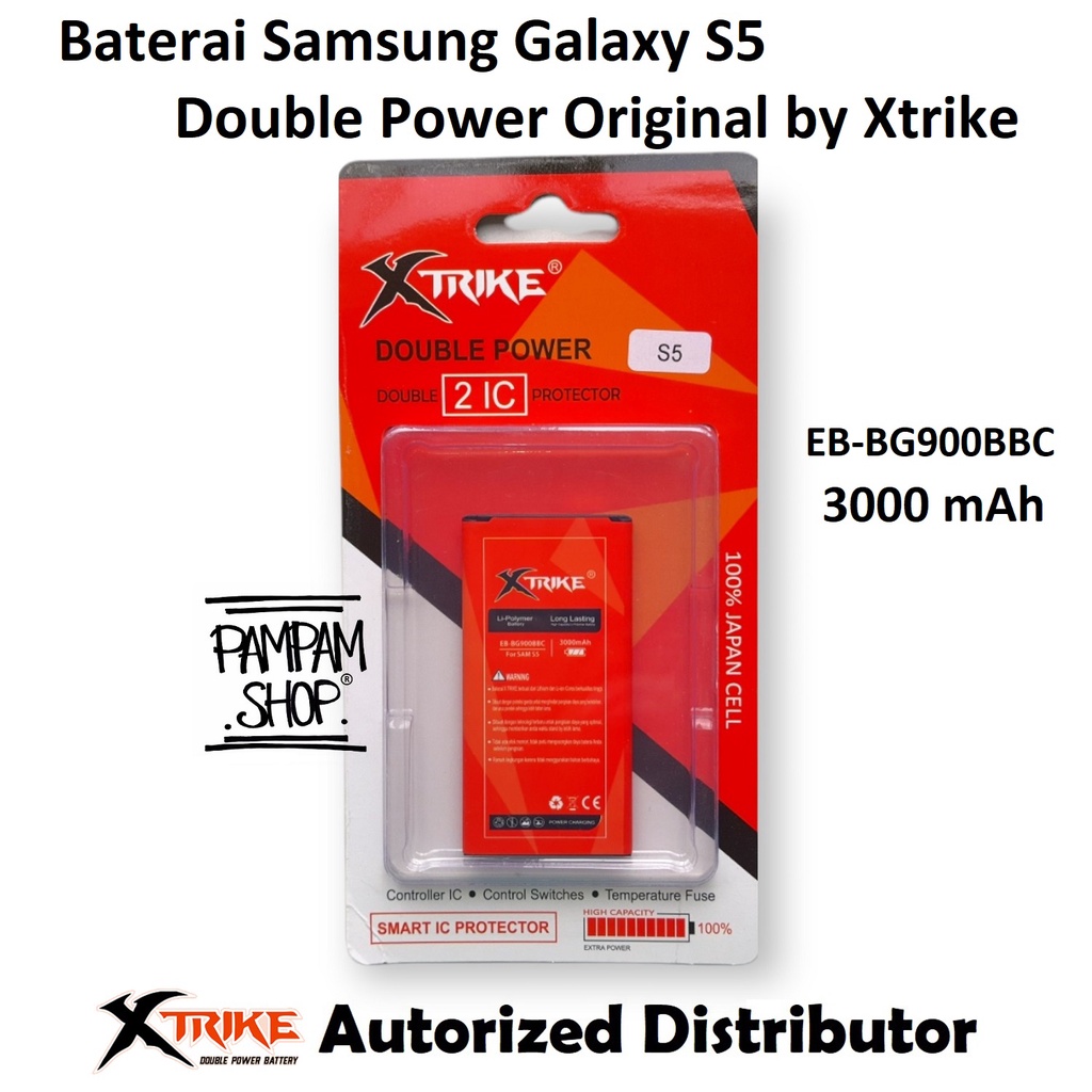 Baterai XTRIKE Double Power Original Samsung Galaxy S5 G900 I9600 Batre Batrai Battery Handphone HP Ori