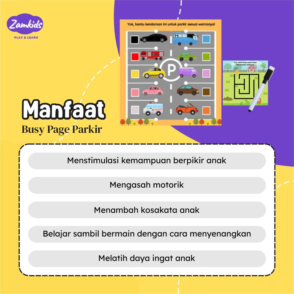 Busy Page Magnet Mainan Montesori Seri Parkir Permainan Anak Perempuan Dan Laki Laki By Zamkids