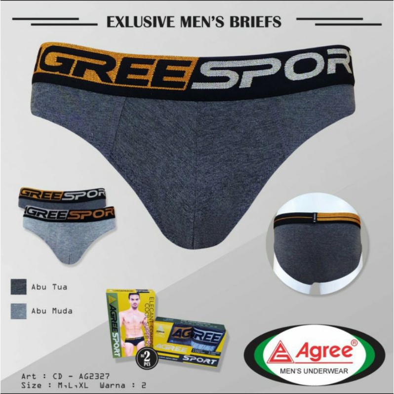 (2 Pcs) Celana Dalam Pria AGREE SPORT Karet Boxer Super Soft Exclusive Men's Brief AGREE SPORT 2327 K