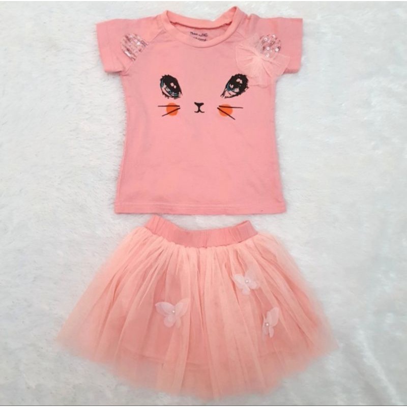 Setelan Dress Pesta Ulang Tahun Baju Rok Anak Perempuan 2 - 3 Tahun
