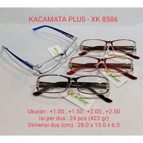 Kacamata Baca Plus (+) XK 8586 Pria / Wanita +1.00, +1.50, +2.00, +2.5