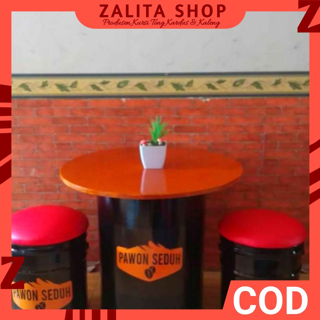 Set kursi teras meja tinggi/Set kursi teras/kursi unik/kursi tong/kursi drum/kursi kaleng