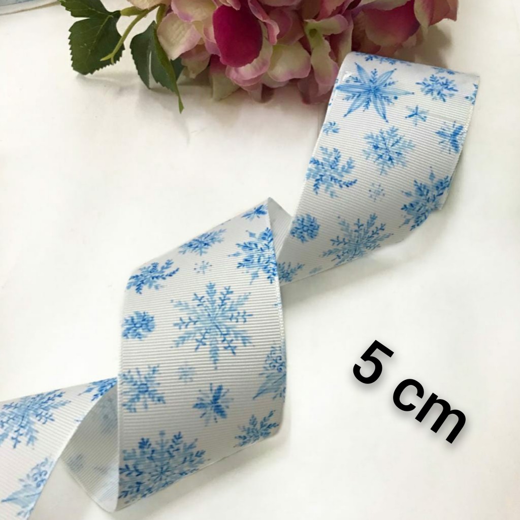 1 Yard  - PITA KADO | PITA HAMPERS | PITA GROSGRAIN MOTIF SNOWFLAKES | FROZEN