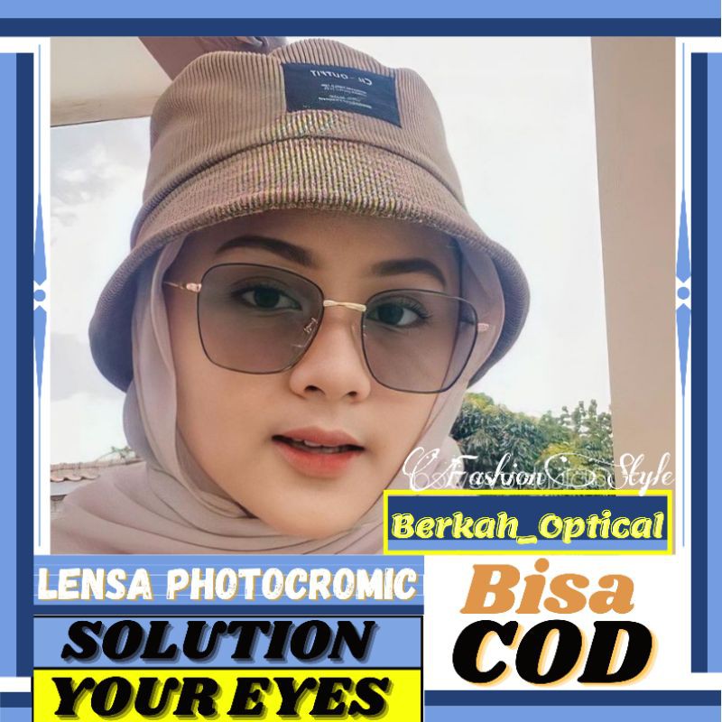 Frame kacamata besi kotak paket kacamata minus + photocromic [2662]