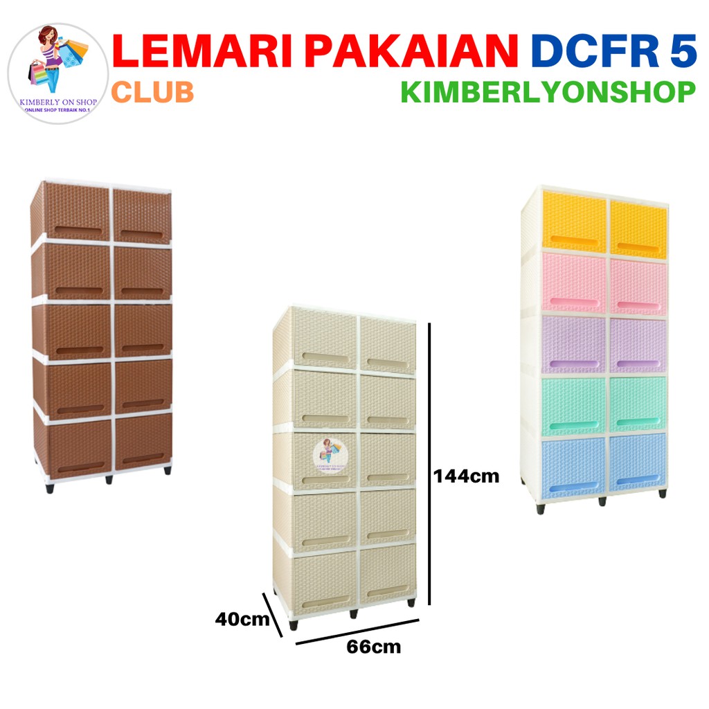 Lemari Pakaian Plastik Laci Clip Flip Double Susun 5