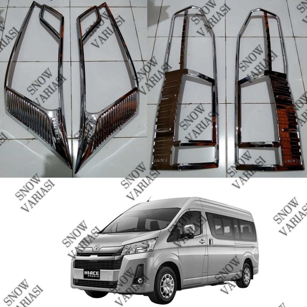 Paket Garnish lampu depan belakang head tail lamp Hiace 2020 chrome jsl