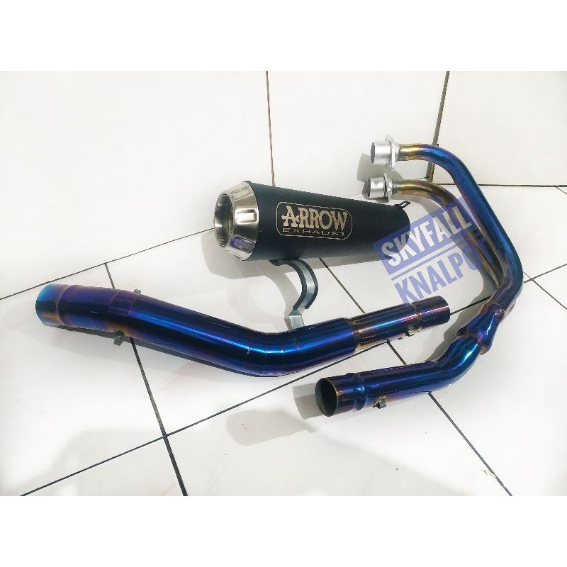 KNALPOT ARROW PRO RACE HITAM PIPA BIRU CBR 250RR R25 MT25 NINJA 250