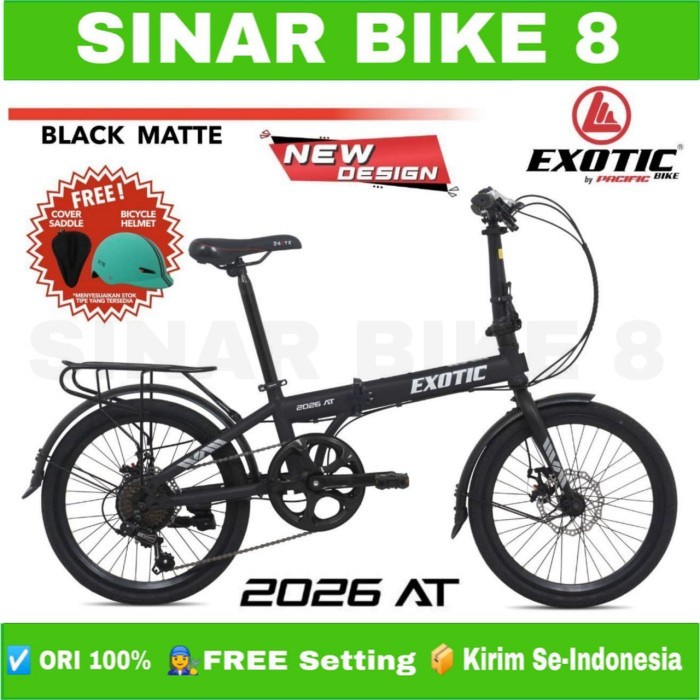Sepeda Lipat Ukuran 20 Inch EXOTIC 2026 AT BONUS Helm &amp; Cover Saddle Garansi