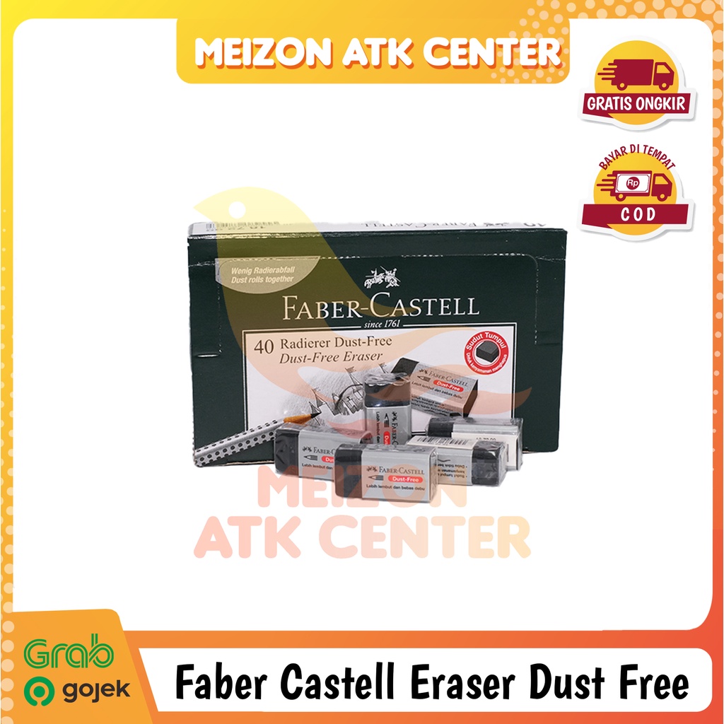 

FABER CASTELL ERASER DUST FREE SMALL Penghapus Pensil White Black [1 BOX 40]