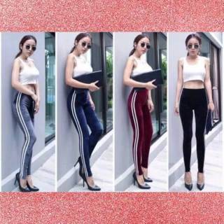 Angelov CELANA  LEGGING  VELVET STRIPE IMPORT LEGGING  BLUDRU  