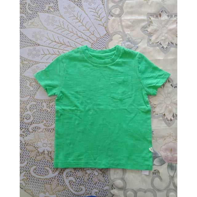 Baju Kaos unisex anak cowok cewek polos hijau neon branded gap