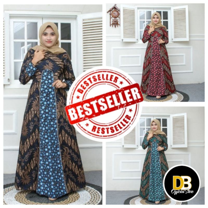 Gamis Batik Kombinasi Songket,Ukuran Standar &amp; Jumbo, Gamis Batik Pekalongan Murah,Gamis Muslimah,Gamis Kekinian, COD