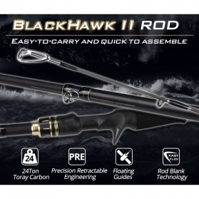 (READY) KastKing BlackHawk II Joran Pancing Carbon Fiber Casting Rod 2.03M - Black