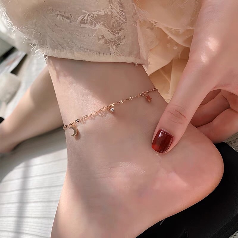 Gelang Kaki Titanium Salib Bintang Trending Vintage Korea Fashion Style