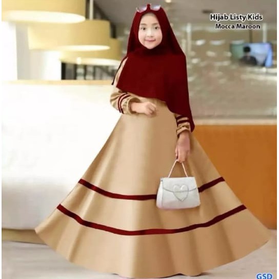 LISTY SYARI KIDS 9-12 Tahun MOSCREPE Dapat GAMIS + HIJAB Gamis Anak Perempuan Gamis Anak Murah 2021