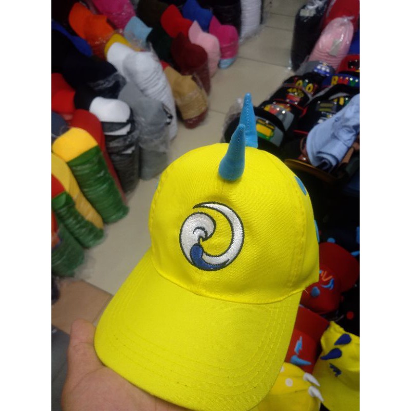 topi Boboy tanduk anak warna kuning/topi anak/topi boboy/topi tanduk