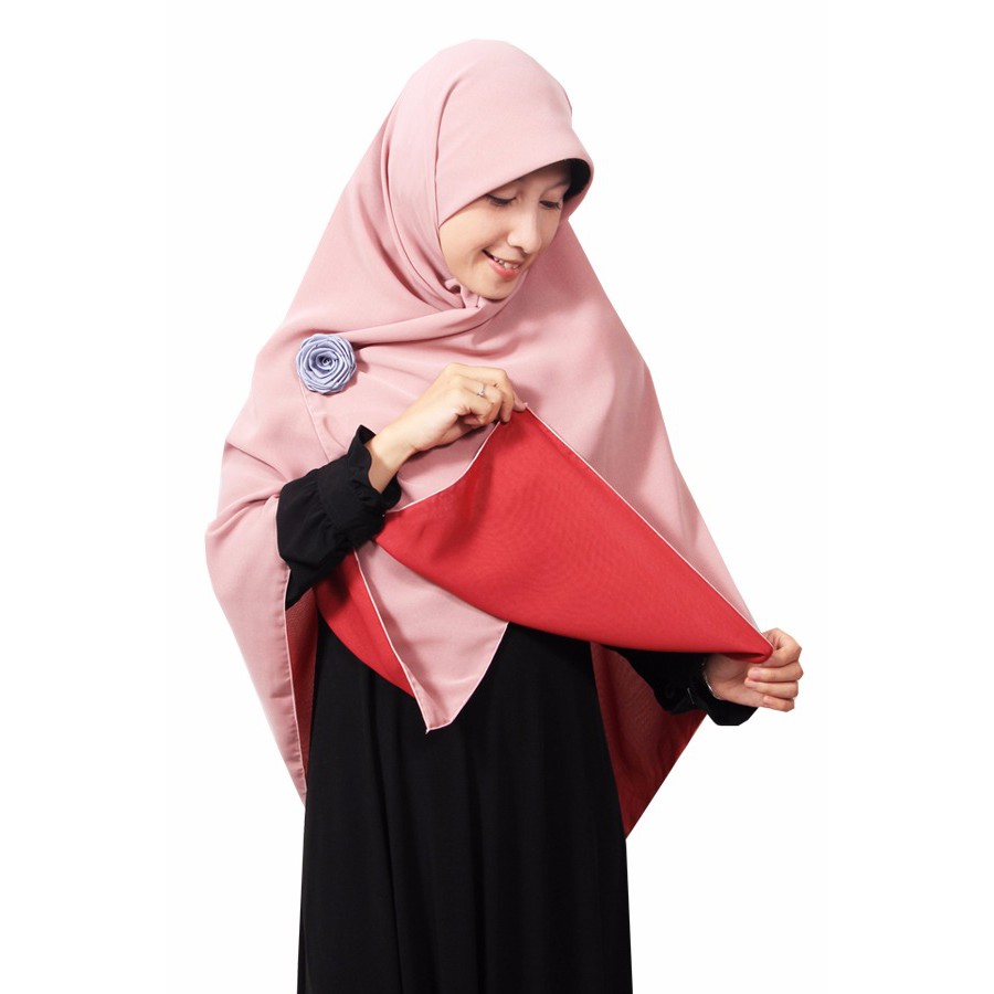 Best Seller Jilbab syari segi empat Bolak Balik Dusty Pink Merah Bata TERMURAH