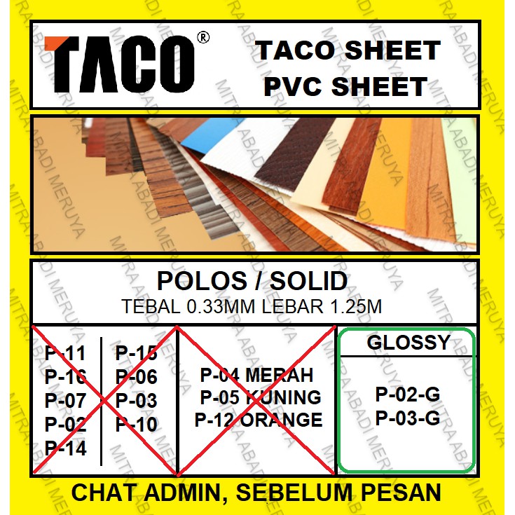 

Taco Sheet Polos Solid Glossy PVC Sheet Deco Sheet