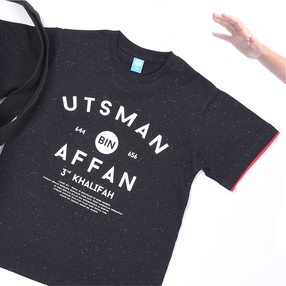Ammar Kids - Kaos Anak Islami - Seri Khalifah - Ustman bin Affan - Hitam