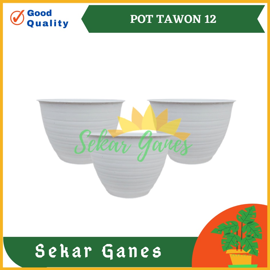 POT TAWON MDN 12 PUTIH MOTIF TAWON - POT PLASTIK 12CM VAS BUNGA TAWON BULAT - bunga AGLONEMA MURAH