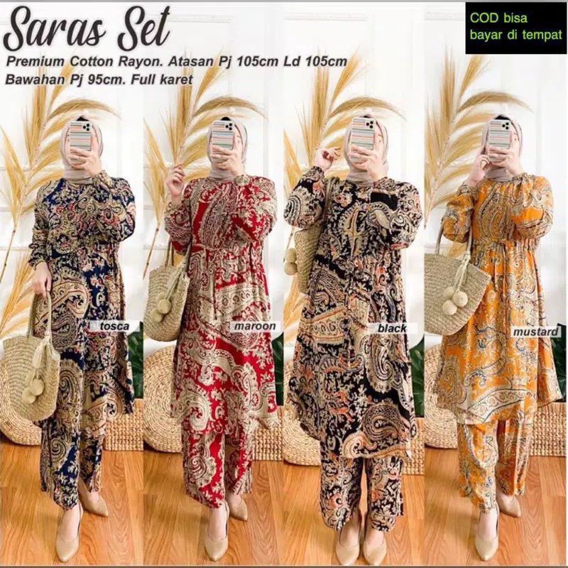 (BISA COD)SET SARAS STANDAR/JUMBO RAYON VISCOSE