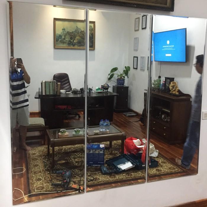Mirror Full Cermin Badan Motif Persegi Bevel