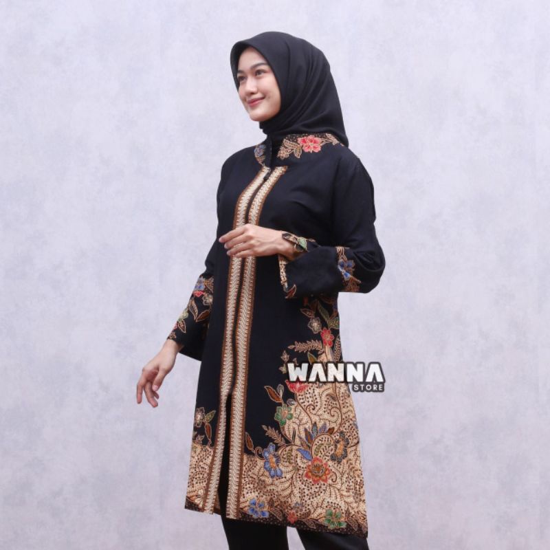 ATASAN BATIK WANITA ZIPPER DEPAN NGARSOPURO EXLCUSIVE UNGGUL JAYA