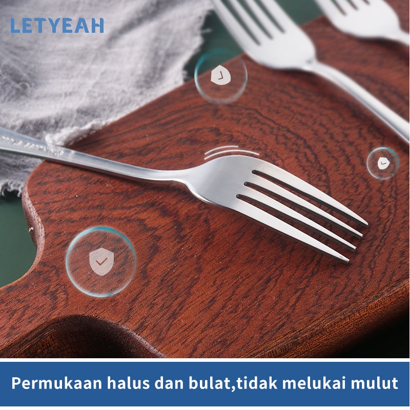 letyeah garpu makan stainless 1 set isi 3pcs / tas penyimpanan free