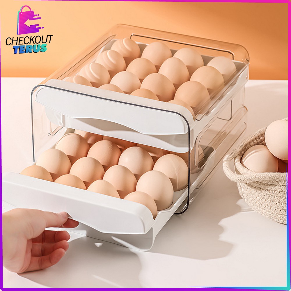 CT C410 Tempat Telur 2 Tingkat Kotak Penyimpanan Telor Serbaguna Kotak Telur 2 Susun Egg Storage Box Organizer