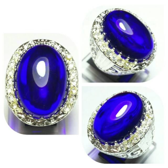 NATURAL OBSIDIAN CINCIN BATU AKIK ROYAL BLUE OBSIDIAN