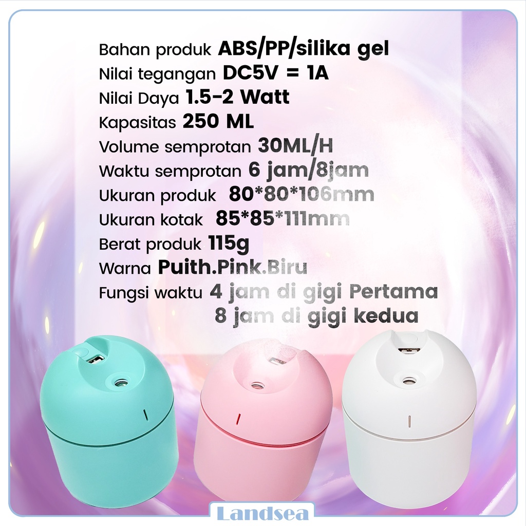 Landsea Humidifier Air 250ml Diffuser Aroma - Pelembab Udara - Terapkan ke Essential oil