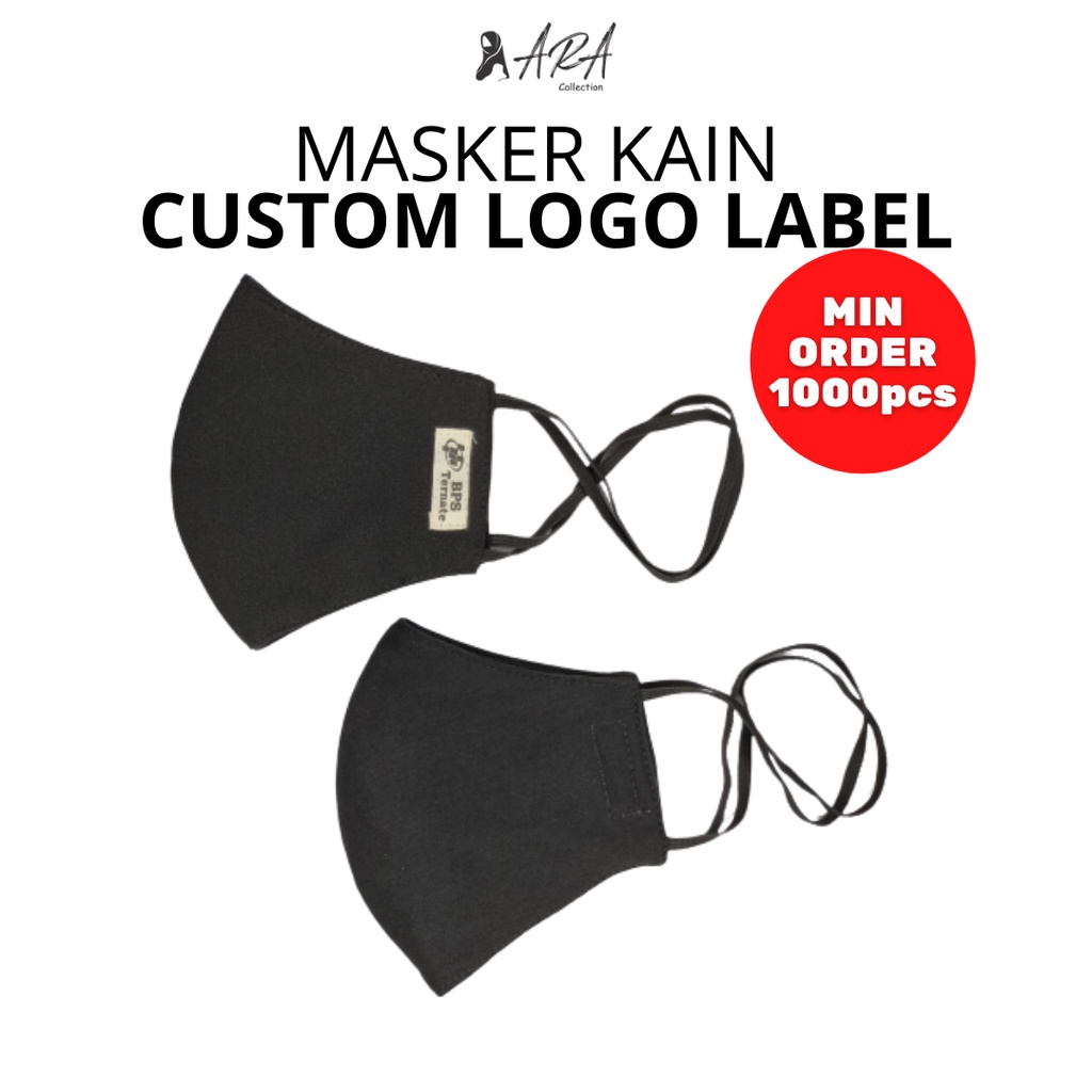Masker Kain Hijab Duckbill Earloop Headloop Katun 3 Lapis 3 Ply Custom Label Ara
