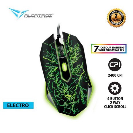 ITSTORE Optical Mouse Kabel Usb Alcatroz X-Craft Classic Electro-Mouse Gaming 2400 CPI DPI Original Garansi Resmi