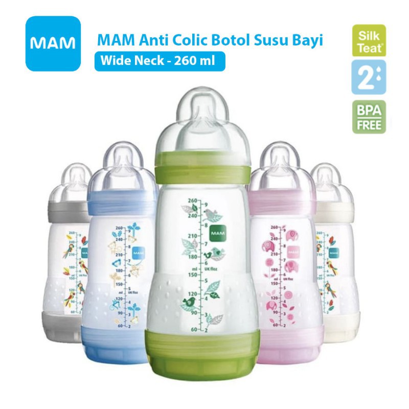 MAM Anti Colic Bottle Botol Susu Bayi 260ml - Tersedia Pilihan Warna