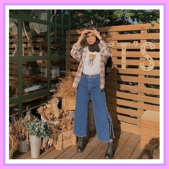 Celana Kulot Bawahan Dewasa Levis Casual Wanita Celana Jins Jeans  Tebal Highwaist Kulot Tali Jeans