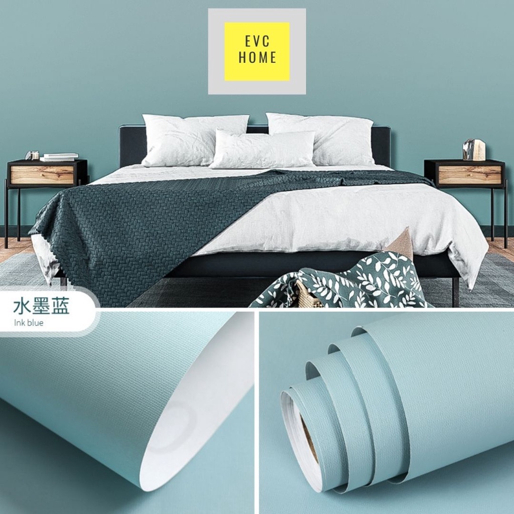 EVCHOME 45CM x 5M Wallpaper Sticker 3D Dinding KOREA PREMIUM - Wallsticker Emboss-Ink Blue