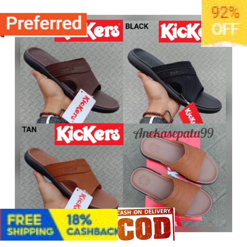 BUAT ANAK REMAJA DEWASA SEKOLAH KULIAH / SANDAL PRIA KICKERS KULIT / SENDAL SELOP COWOK FORMAL / SAN