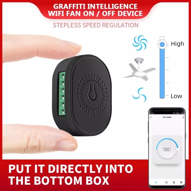 Wifi Smart Swith Mini On-Off Breaker Remote Kipas Angin TMWF02-W IOS Android