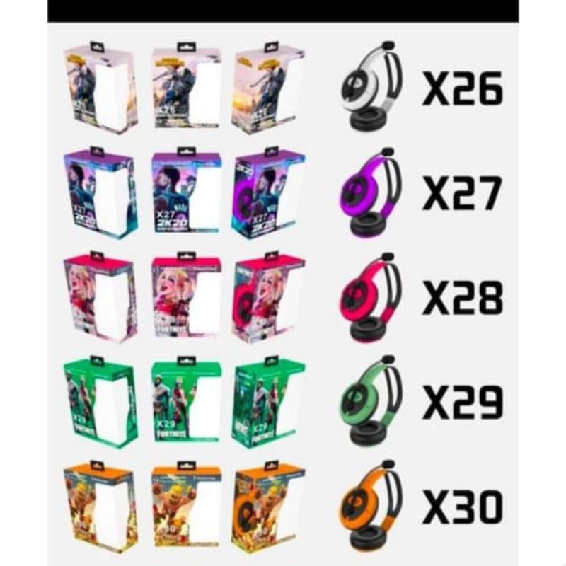 Headset Gaming X26 X27 X28 X29 X30 Durable Headphone With Microphone