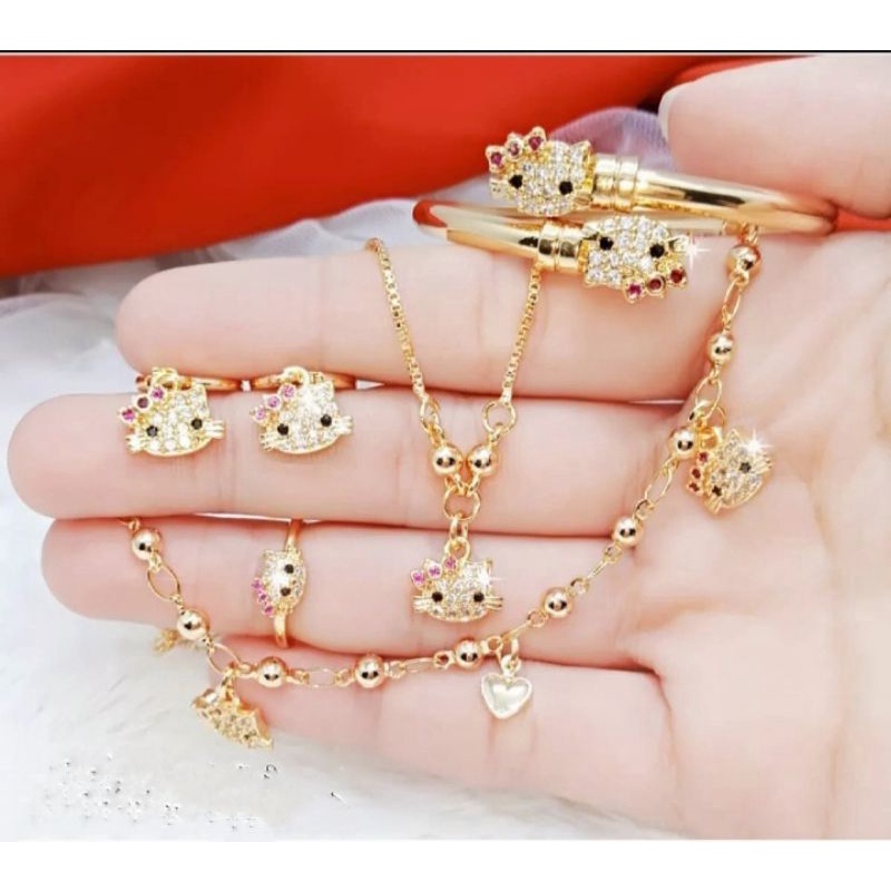 perhiasan Xuping anak set HK A1,1 set perhiasan anak komplit kalung gelang cincin anting dan gelang kaki