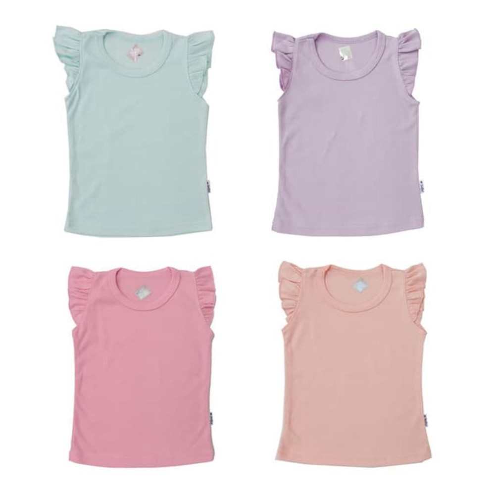 Kazel Tshirt Ruffle Warna Girl 4pcs Kaos Bayi Perempuan