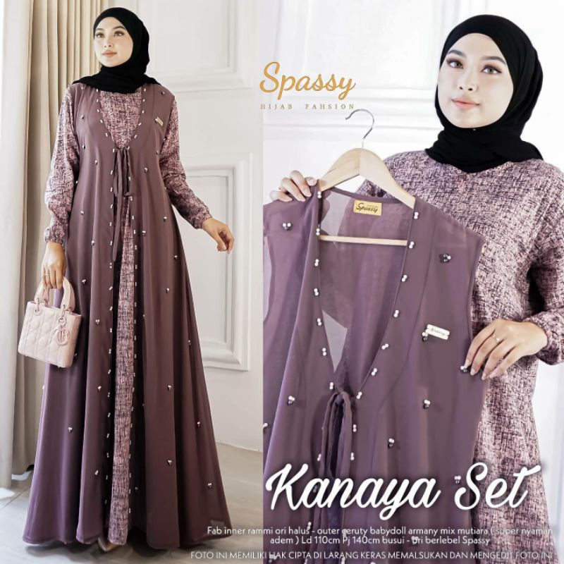 AB Kanaya set maxy / setelan gamis 2in1 rompi / gamis xxl ld110 / fashion gamis murah / dress pesta 
