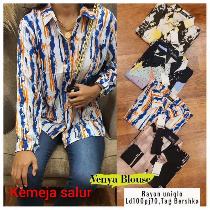 SALE KEMEJA RAYON UNIQLO//KEMEJA RAYON MOTIF KEKINIAN//BLOUSE RAYON VENYA BERLABEL(1KG MUAT 7PCS)