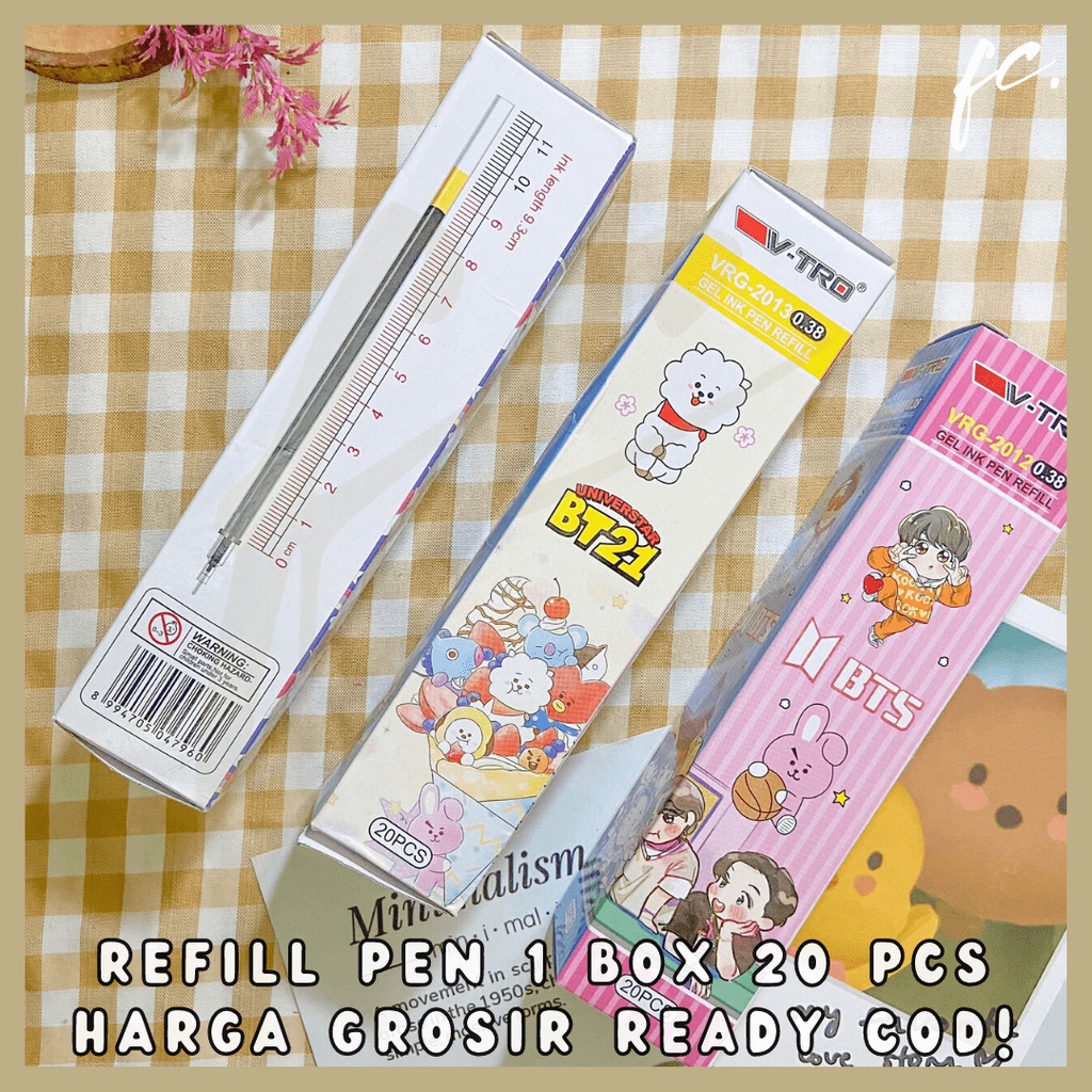 

PROMO! 1 Pack isi 20 Pcs Refill Pulpen Gel Tinta Hitam Kartun Korea / Tiny Tan / BT / Unicorn Lucu Harga Grosir Ready COD